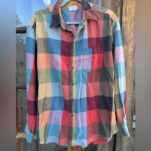 J Crew Vintage Flannel Check Button Down Shirt L Fall Colors